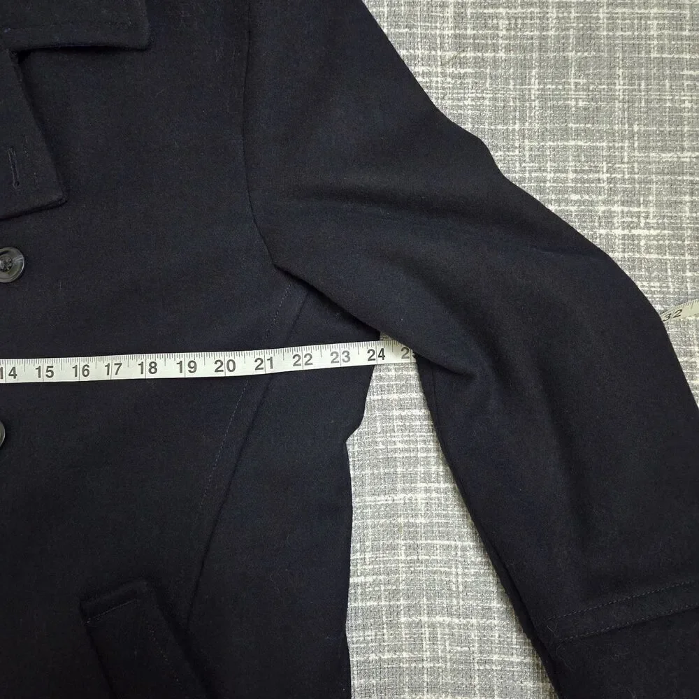 Egara Peacoat Wool Blend Men's L Quilt Lined Very Dark Navy/Black